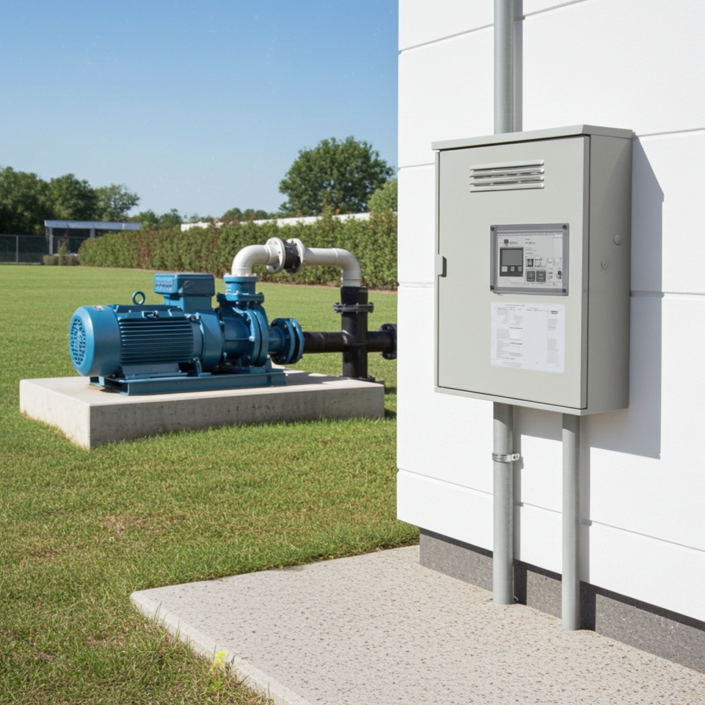 荏原ﾎﾟﾝﾌﾟ用制御盤3.7kwEPC1B型単独運転用屋外形・漏電遮断器付（WL型）三相200V直入