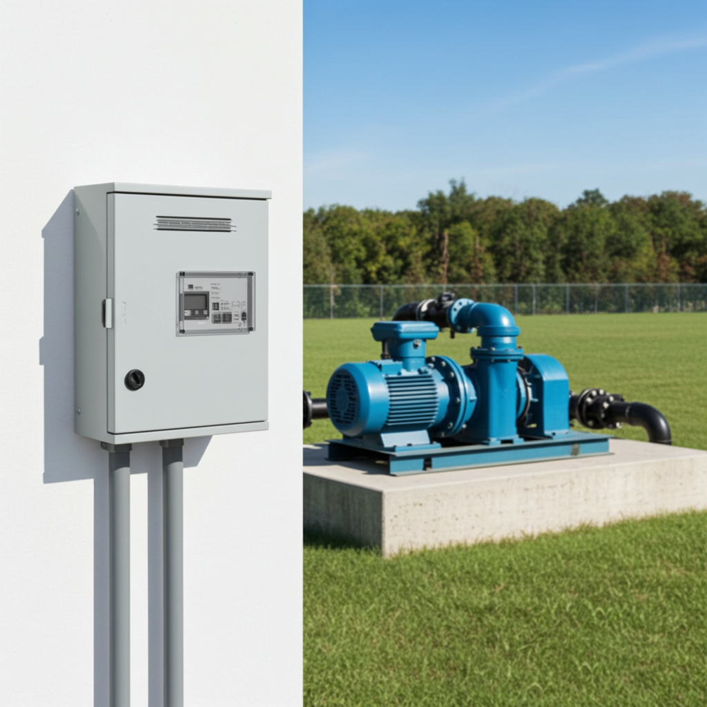 荏原ﾎﾟﾝﾌﾟ用制御盤11kwEPC1B型単独運転用屋外形・漏電遮断器付（WL型）三相200V直入