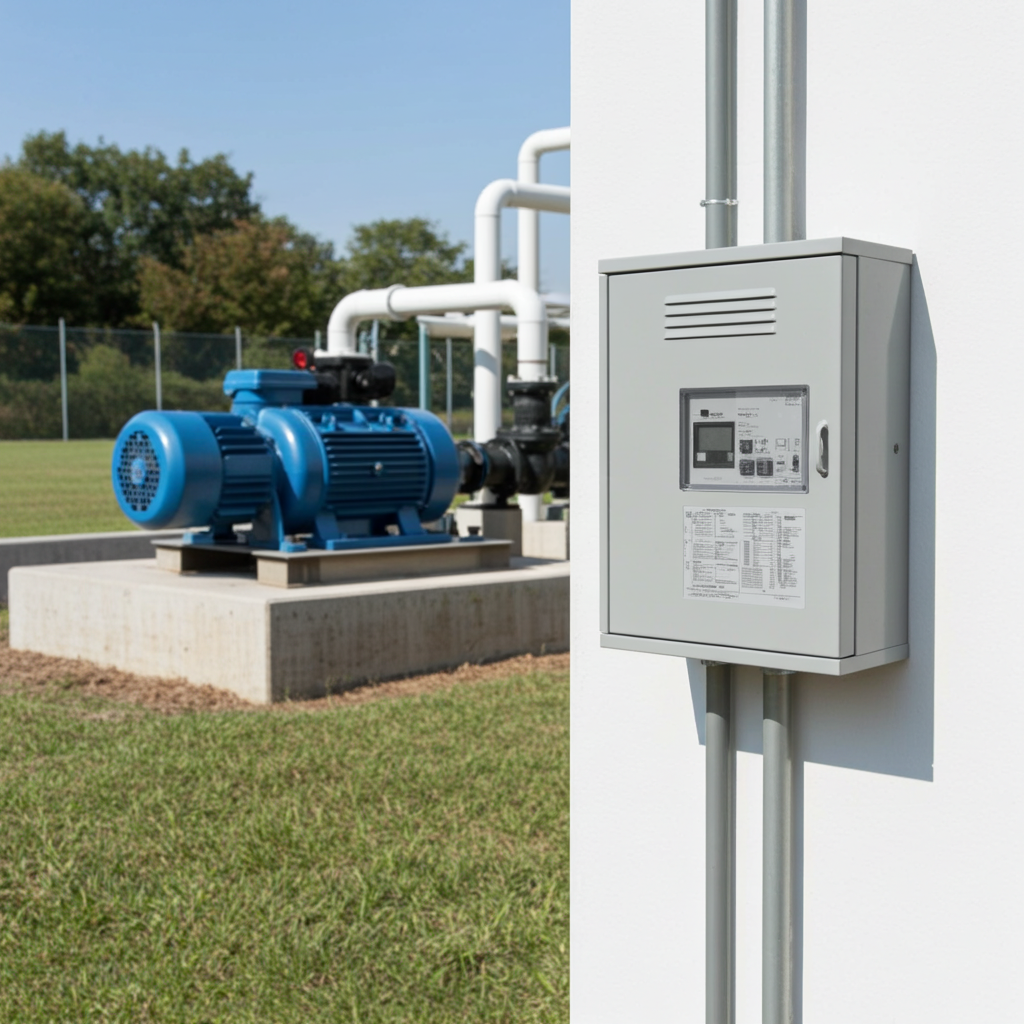 荏原ﾎﾟﾝﾌﾟ用制御盤30kwEPC1B型単独運転用屋外形・漏電遮断器付(WL型)三相200V ג-Δ