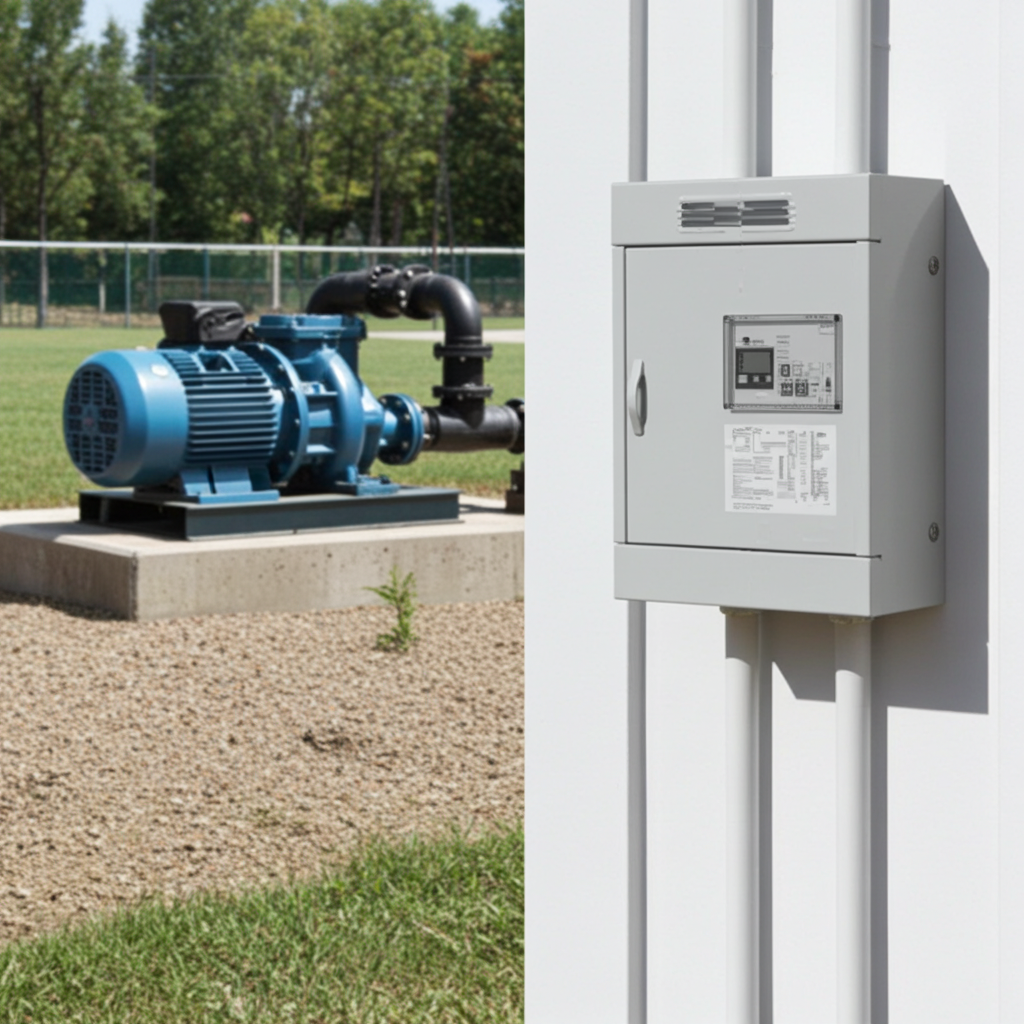 荏原ﾎﾟﾝﾌﾟ用制御盤0.25kwEPC1B型単独運転用屋外形・漏電遮断器・進相ｺﾝﾃﾞﾝｻ付（WLY型）三相200V直入50Hz