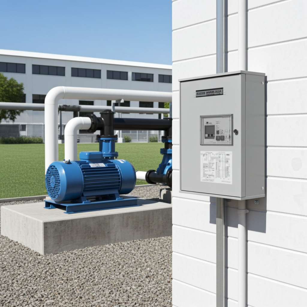 荏原ﾎﾟﾝﾌﾟ用制御盤0.4kwEPC1B型単独運転用屋外形・漏電遮断器・進相ｺﾝﾃﾞﾝｻ付（WLY型）三相200V直入50Hz