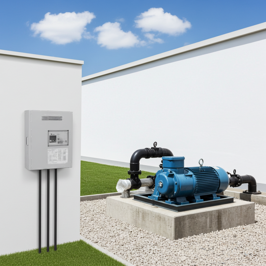 荏原ﾎﾟﾝﾌﾟ用制御盤3.7kwEPC1B型単独運転用屋外形・漏電遮断器・進相ｺﾝﾃﾞﾝｻ付（WLY型）三相200V直入50Hz