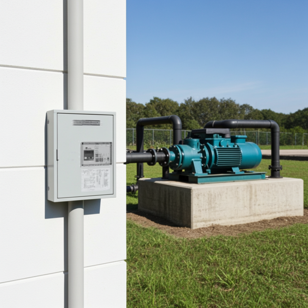 荏原ﾎﾟﾝﾌﾟ用制御盤7.5kwEPC1B型単独運転用屋外形・漏電遮断器・進相ｺﾝﾃﾞﾝｻ付（WLY型）三相200V直入50Hz