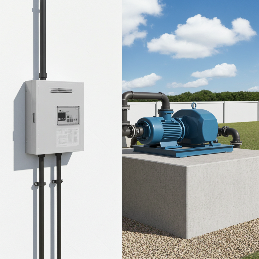 荏原ﾎﾟﾝﾌﾟ用制御盤15kwEPC1B型単独運転用屋外形・漏電遮断器・進相ｺﾝﾃﾞﾝｻ付(WLY型)三相200V ג-Δ