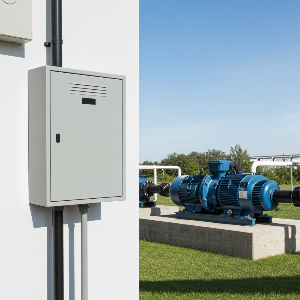 荏原ﾎﾟﾝﾌﾟ用制御盤22kwEPC1B型単独運転用屋外形・漏電遮断器・進相ｺﾝﾃﾞﾝｻ付(WLY型)三相200V ג-Δ