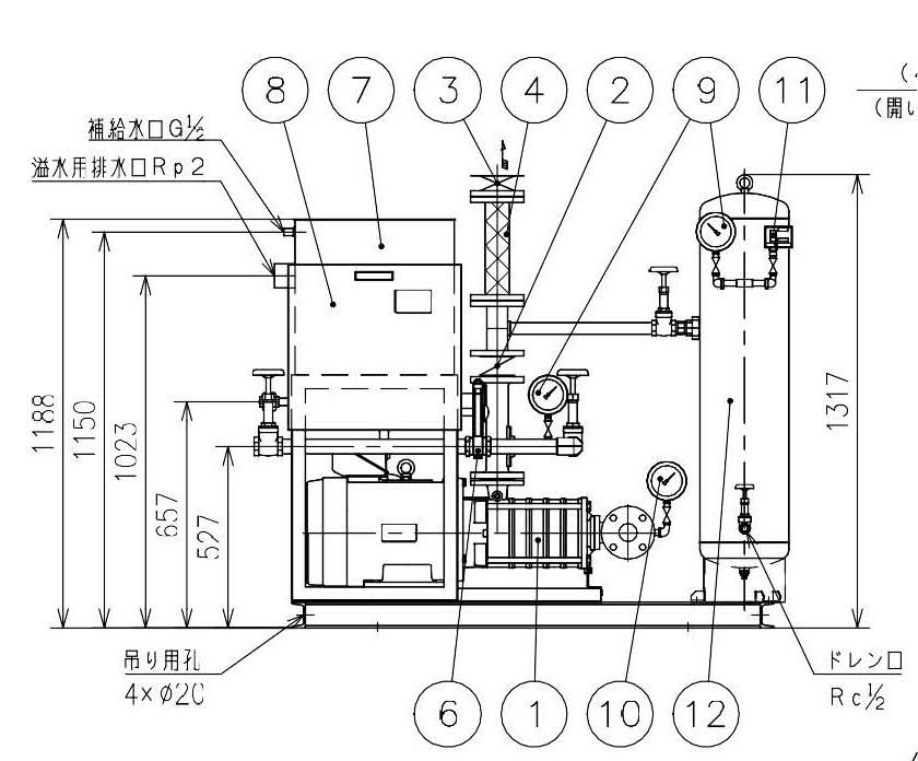 NKP-KBC-NXF50×50-3.57.5-e ﾃﾗﾙ消火ﾎﾟﾝﾌﾟﾕﾆｯﾄNXF型呼水槽・制御盤・圧力ﾁｬﾝﾊﾞ付(ﾕﾆｯﾄﾀｲﾌﾟNKP-KBC）
