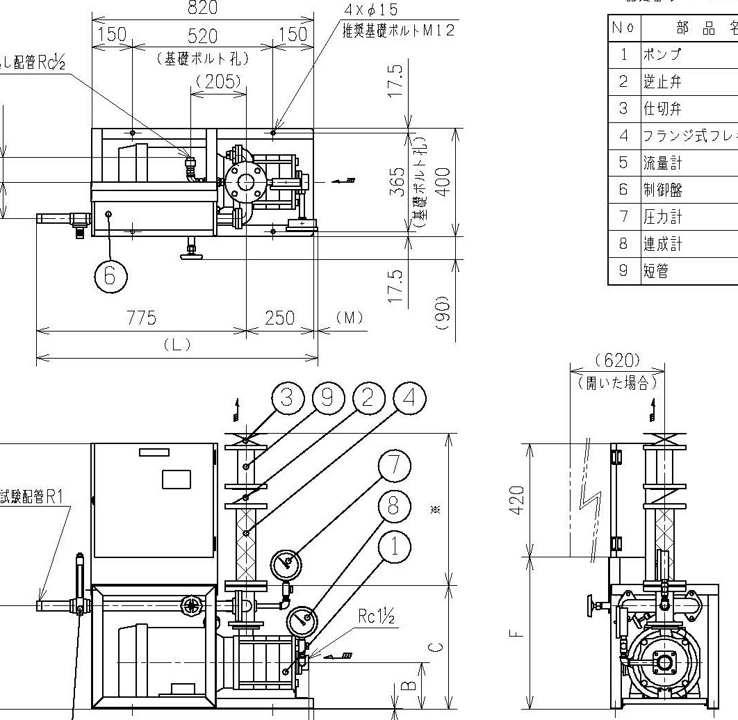 NKP-B-NXF65×50-4.611-e ﾃﾗﾙ消火ﾎﾟﾝﾌﾟﾕﾆｯﾄNXF型 呼水槽・制御盤・圧力ﾁｬﾝﾊﾞ付(ﾕﾆｯﾄﾀｲﾌﾟNKP-KBC）