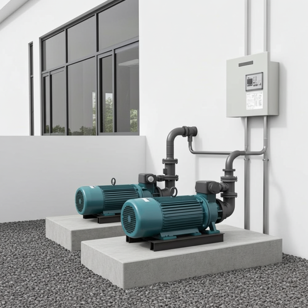 荏原ﾎﾟﾝﾌﾟ用制御盤0.4kwEPC2B型単独交互・交互並列運転用屋外形・漏電遮断器・進相ｺﾝﾃﾞﾝｻ付（WLY型）三相200V直入50Hz