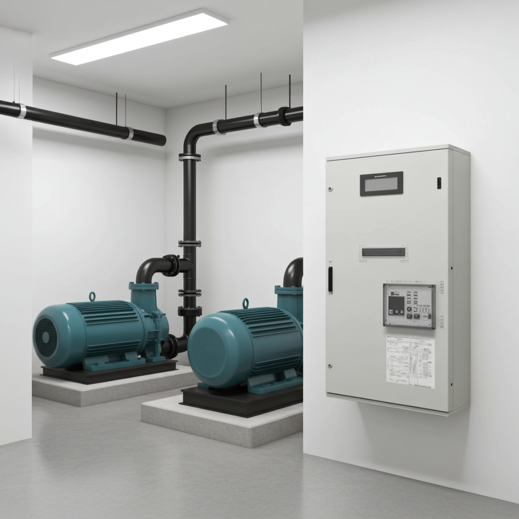 荏原ﾎﾟﾝﾌﾟ用制御盤0.15kwEPC2B型単独交互・交互並列運転用漏電遮断器・進相ｺﾝﾃﾞﾝｻ付（LZ型）単相100V60Hz