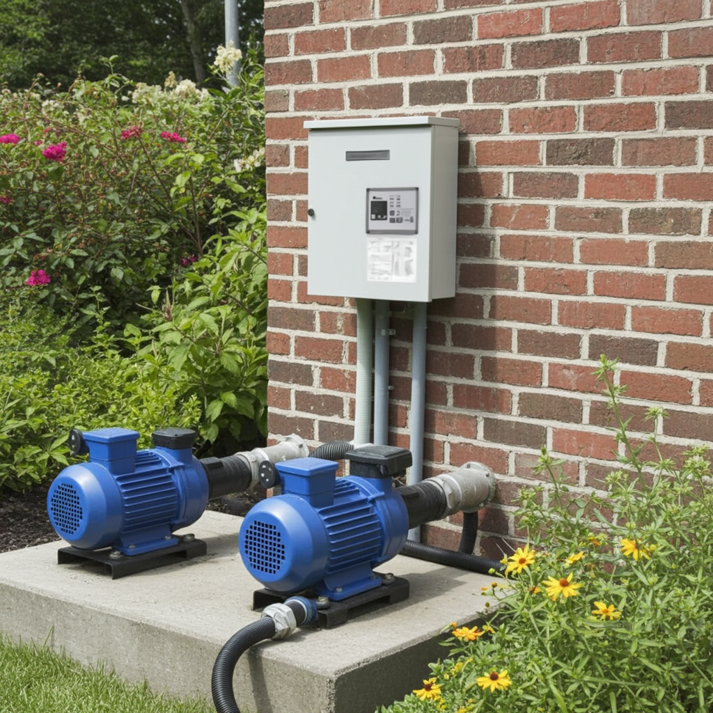 荏原ﾎﾟﾝﾌﾟ用制御盤0.75kwEPC2B型単独交互・交互並列運転用屋外形・漏電遮断器・進相ｺﾝﾃﾞﾝｻ付（WLZ型）三相200V直入60Hz