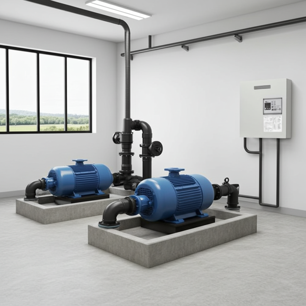 荏原ﾎﾟﾝﾌﾟ用制御盤7.5kwEPC2B型単独交互・交互並列運転用漏電遮断器ポンプ個別・進相ｺﾝﾃﾞﾝｻ付（50Hz:KY型）三相200V直入