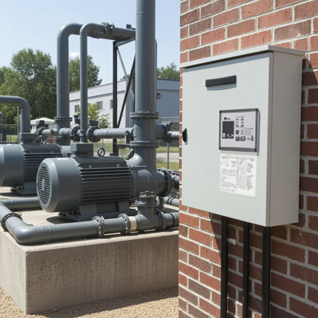 荏原ﾎﾟﾝﾌﾟ用制御盤0.25kwEPC2B型単独交互・交互並列運転用屋外形・漏電遮断器ポンプ個別・進相ｺﾝﾃﾞﾝｻ付（WKY型）三相200V直入50Hz