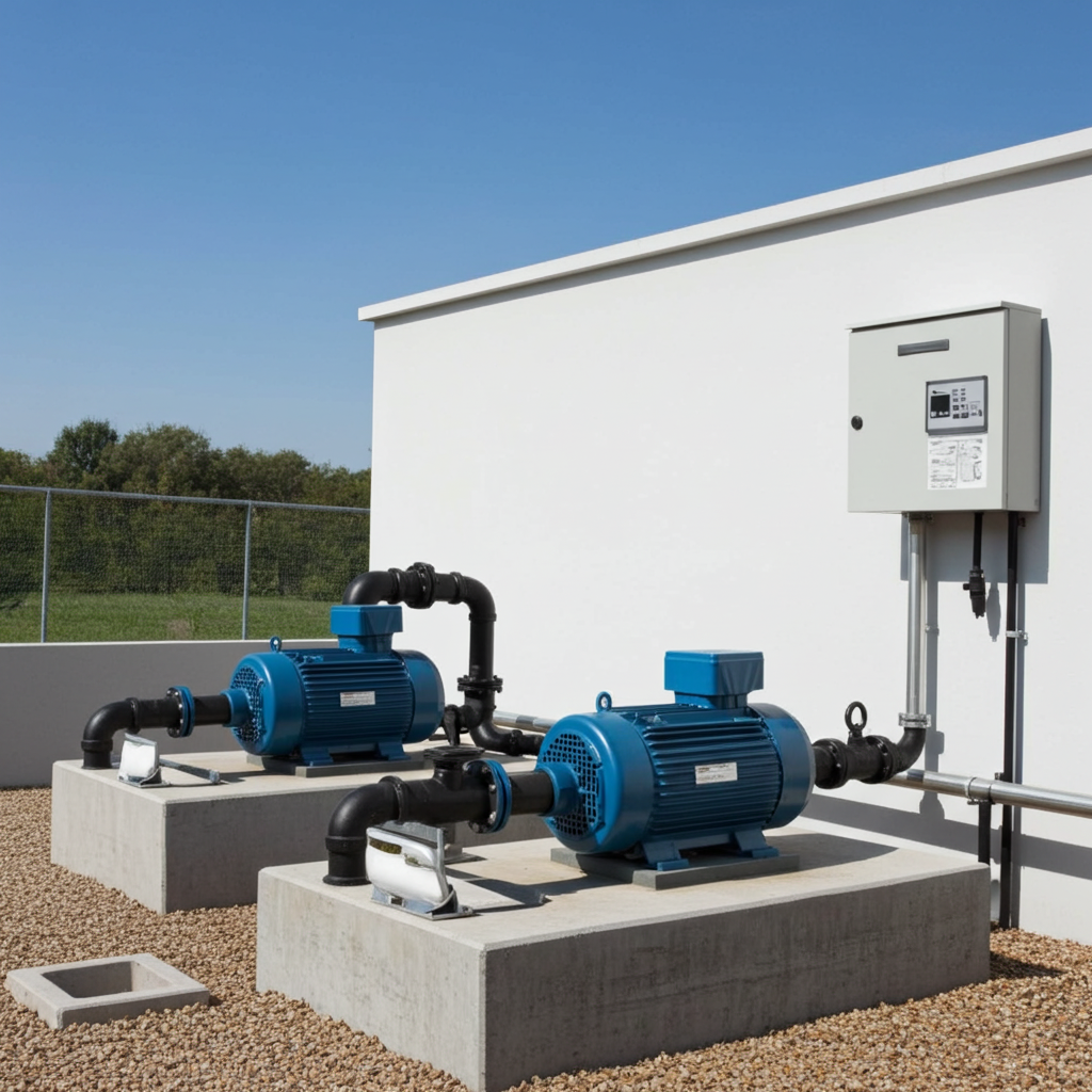 荏原ﾎﾟﾝﾌﾟ用制御盤0.4kwEPC2B型単独交互・交互並列運転用屋外形・漏電遮断器ポンプ個別・進相ｺﾝﾃﾞﾝｻ付（WKY型）三相200V直入50Hz