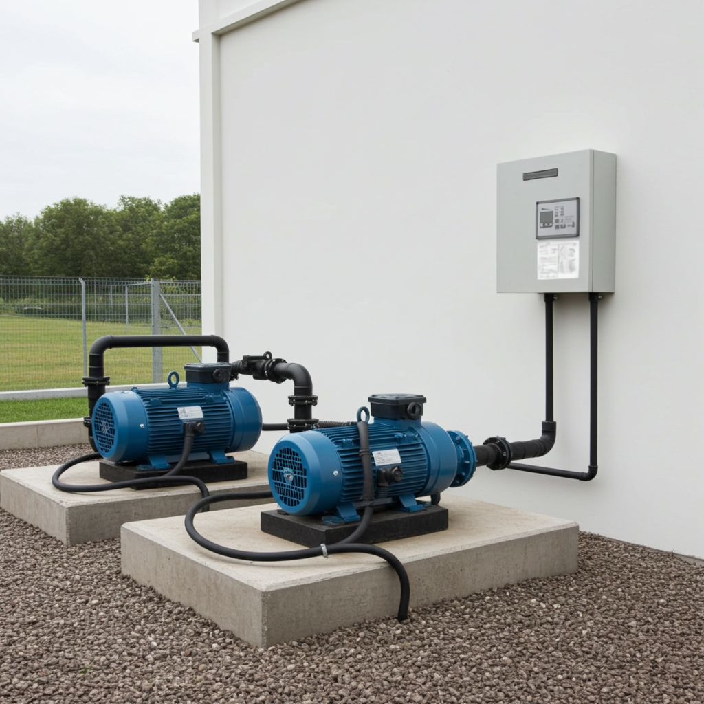 荏原ﾎﾟﾝﾌﾟ用制御盤1.5kwEPC2B型単独交互・交互並列運転用屋外形・漏電遮断器ポンプ個別・進相ｺﾝﾃﾞﾝｻ付（WKY型）三相200V直入50Hz