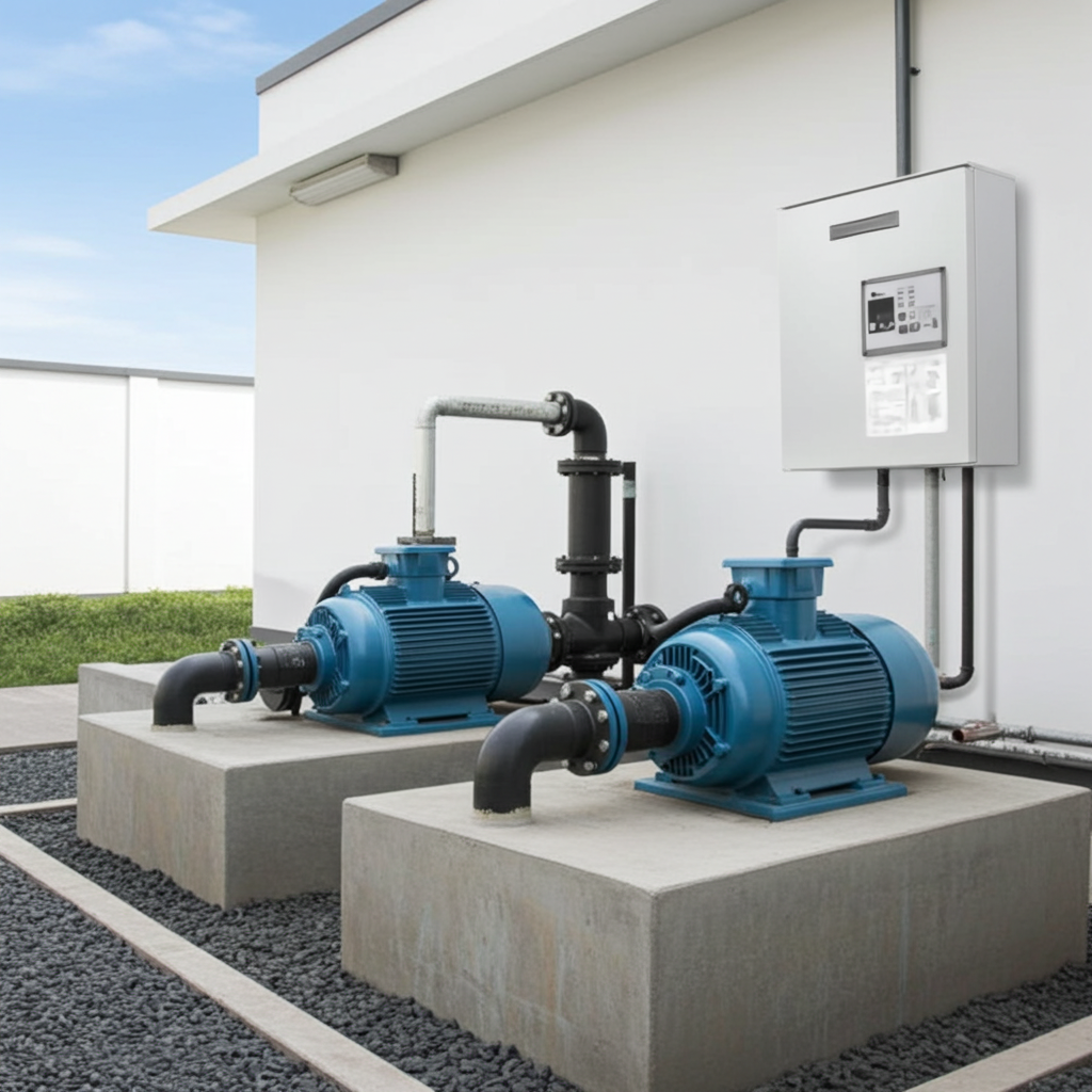 荏原ﾎﾟﾝﾌﾟ用制御盤7.5kwEPC2B型単独交互・交互並列運転用屋外形・漏電遮断器ポンプ個別・進相ｺﾝﾃﾞﾝｻ付(WKY型)三相200V ג-Δ50Hz