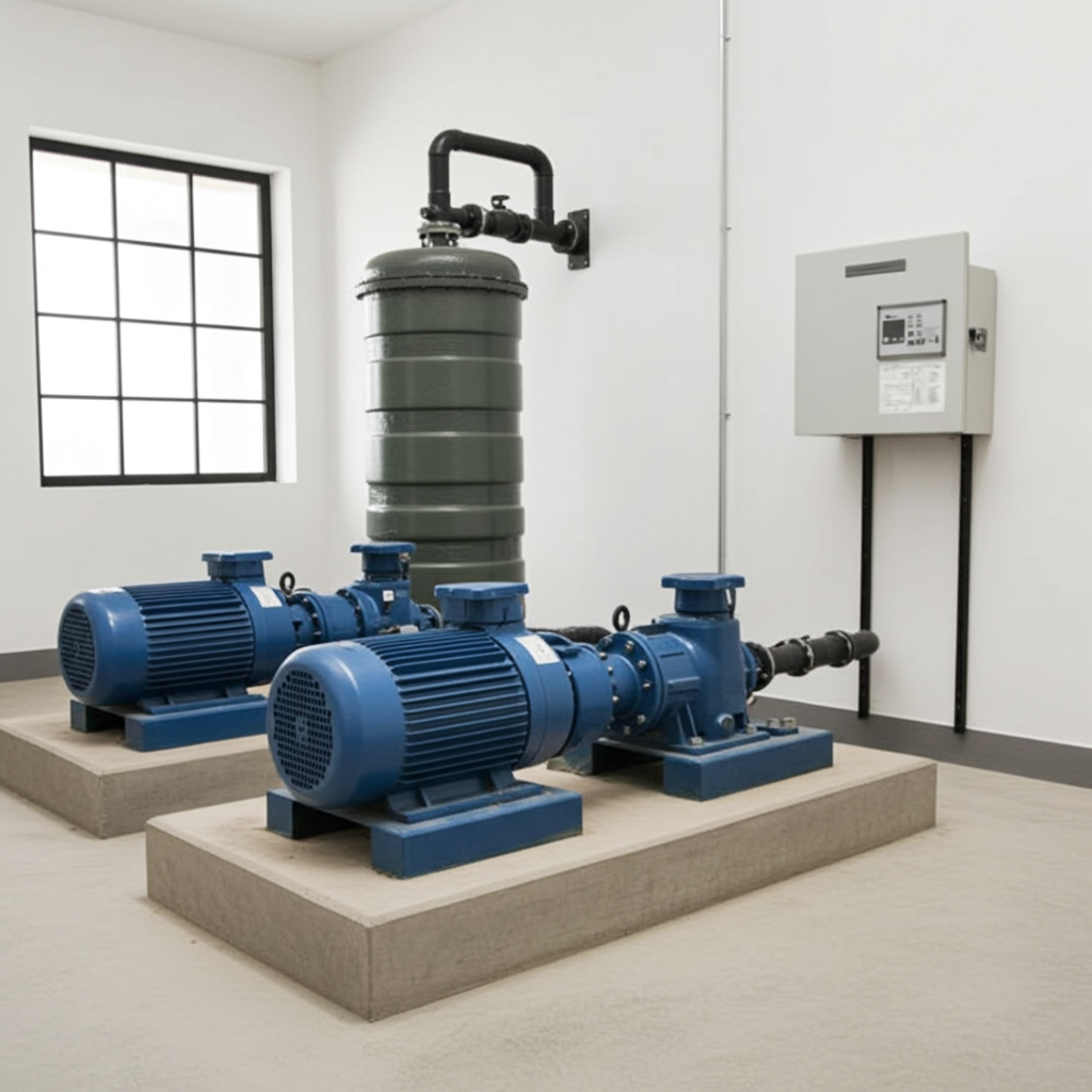 荏原ﾎﾟﾝﾌﾟ用制御盤3.7kwEPC2B型単独交互・交互並列運転用漏電遮断器ポンプ個別・進相ｺﾝﾃﾞﾝｻ付（60Hz:KZ型）三相200V直入