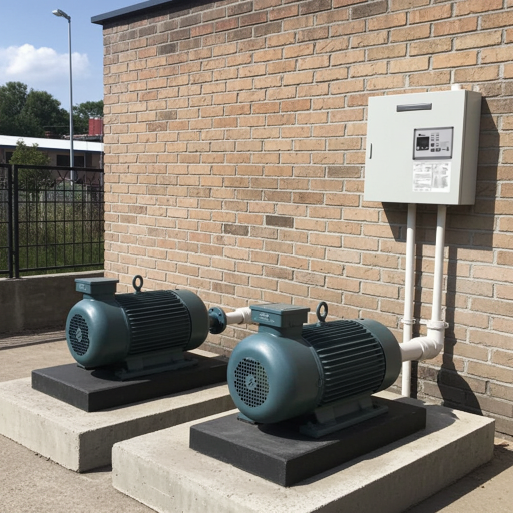 荏原ﾎﾟﾝﾌﾟ用制御盤2.2kwEPC2B型単独交互・交互並列運転用屋外形・漏電遮断器ポンプ個別・進相ｺﾝﾃﾞﾝｻ付（WKZ型）三相200V直入60Hz