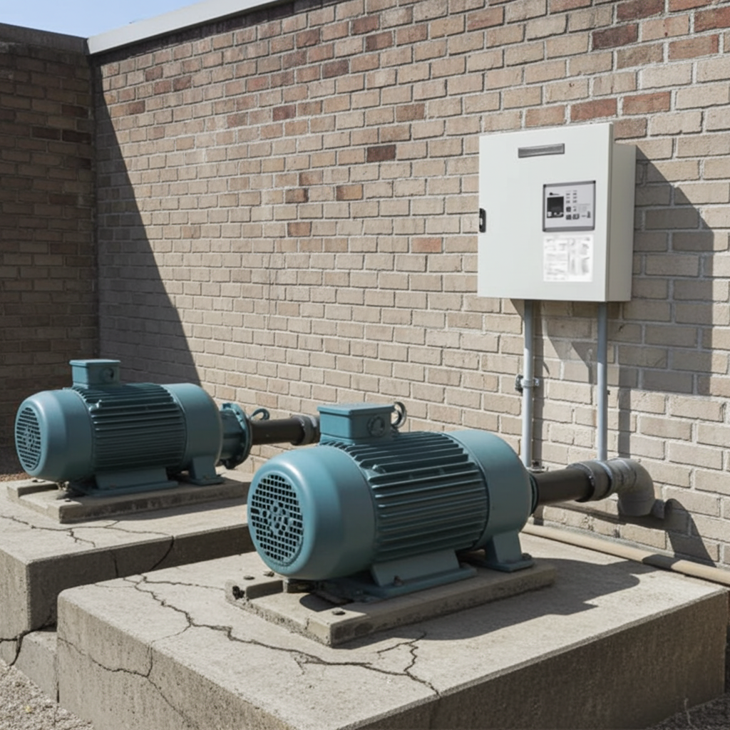 荏原ﾎﾟﾝﾌﾟ用制御盤11kwEPC2B型単独交互・交互並列運転用屋外形・漏電遮断器ポンプ個別・進相ｺﾝﾃﾞﾝｻ付（WKZ型）三相200V直入60Hz