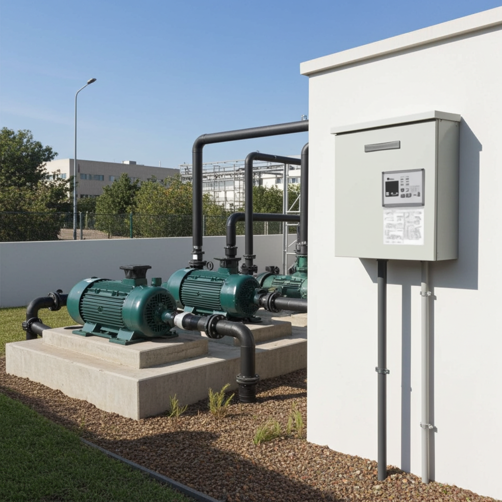 荏原ﾎﾟﾝﾌﾟ用制御盤37kwEPC2B型単独交互・交互並列運転用屋外形・漏電遮断器ポンプ個別・進相ｺﾝﾃﾞﾝｻ付(WKZ型)三相200V ג-Δ60Hz