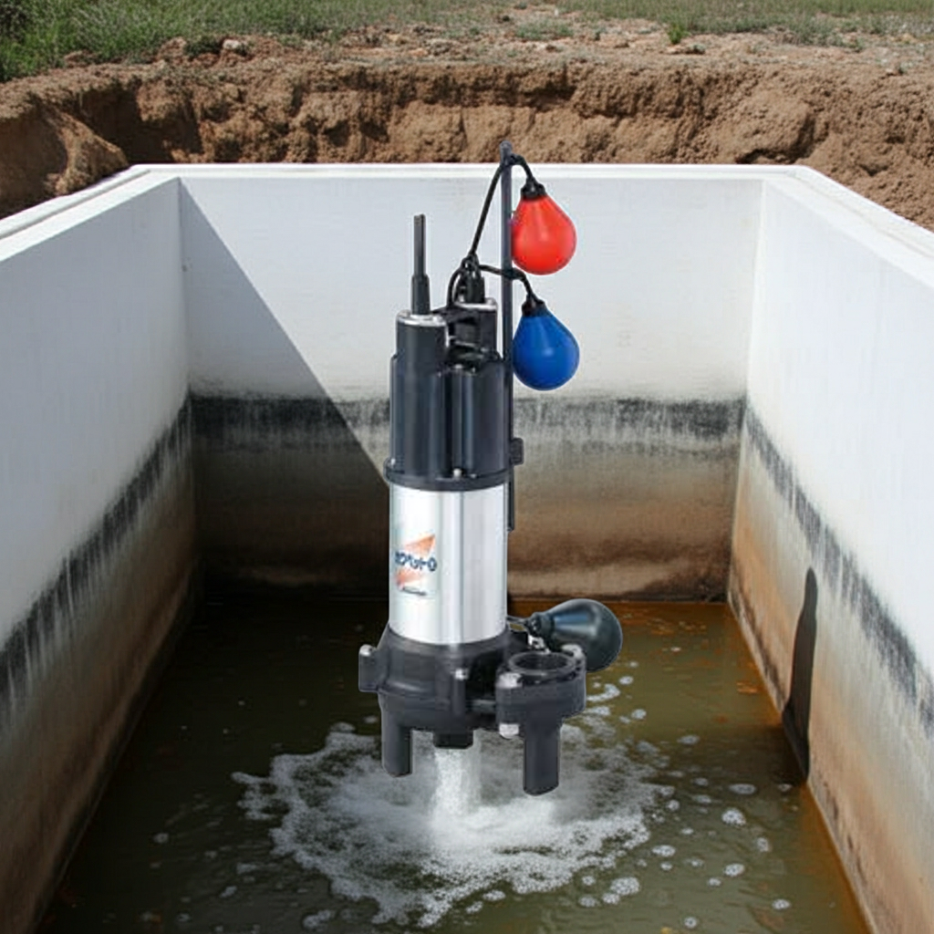 WUO4-505-0.4TLN 強化樹脂製汚水・汚物水中ﾎﾟﾝﾌﾟﾎﾞﾙﾃｯｸｽﾀｲﾌﾟ2極自動交互内蔵型ﾌﾗﾝｼﾞﾀｲﾌﾟ