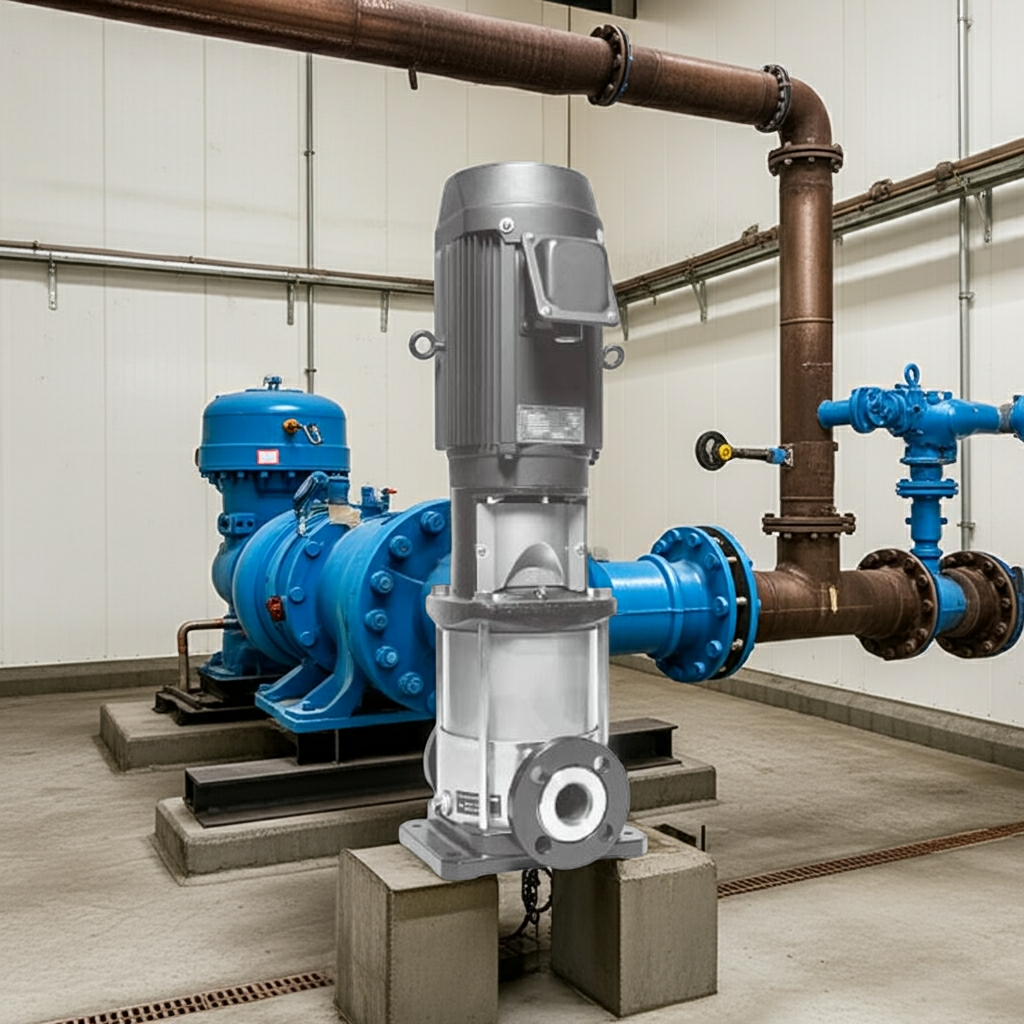 40EVMS865.5 ｽﾃﾝﾚｽ製立形多段ﾎﾟﾝﾌﾟ荏原8段.5.5kw