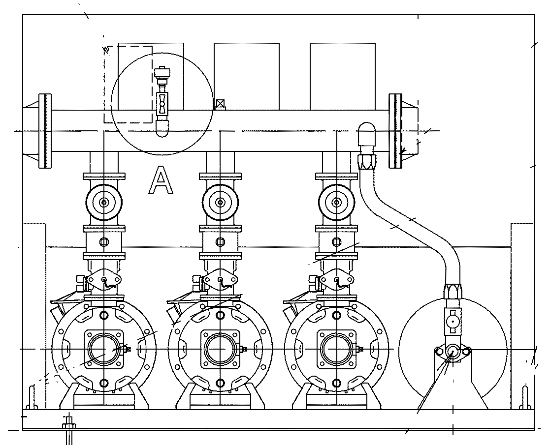 40BNEME1.5N ebara inverter pump 推定末端圧力一定台数制御給水ﾕﾆｯﾄ(ｲﾝﾊﾞｰﾀ方式）3台ローテーション2台並列運転 荏原