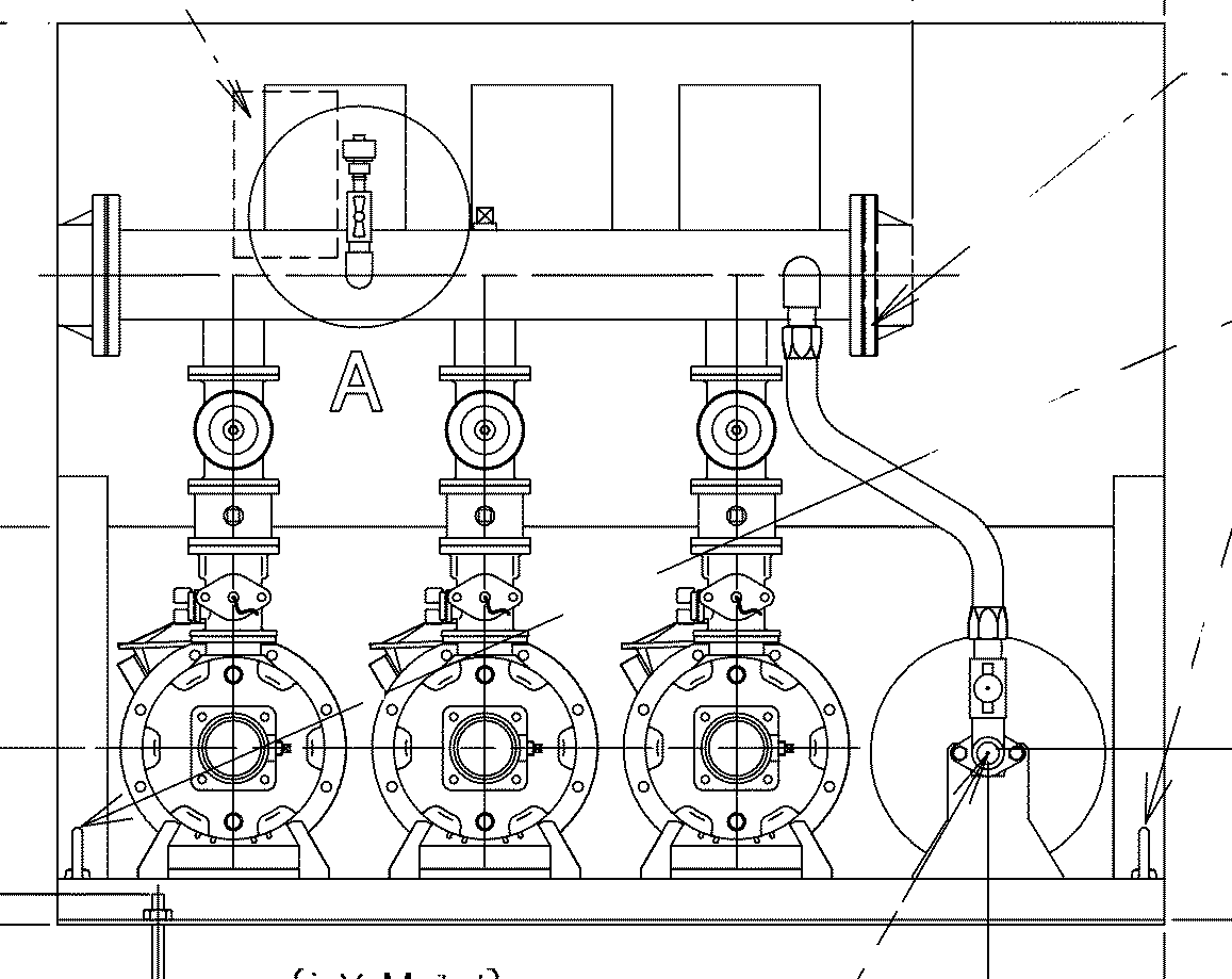 40BNEME3.7N ebara inverter pump 推定末端圧力一定台数制御給水ﾕﾆｯﾄ(ｲﾝﾊﾞｰﾀ方式）荏原 3台ローテーション2台並列運転