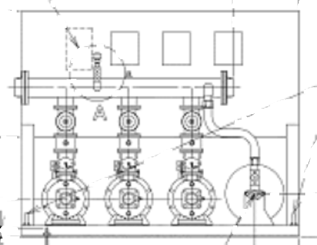 32BNLME1.1BN ebara inverter pump  推定末端圧力一定台数制御給水ﾕﾆｯﾄ(ｲﾝﾊﾞｰﾀ方式）荏原 3台ローテーション3台並列運転