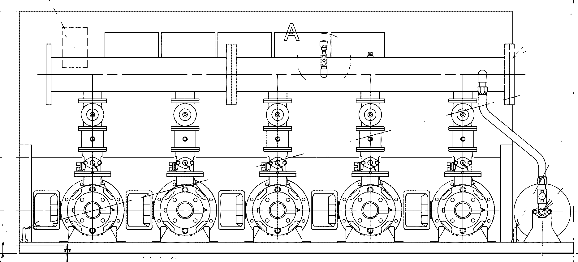 50BNNME5.5BN ebara inverter pumping unit 推定末端圧力一定台数制御給水ﾕﾆｯﾄ(ｲﾝﾊﾞｰﾀ方式）荏原 5台ローテーション4台並列運転